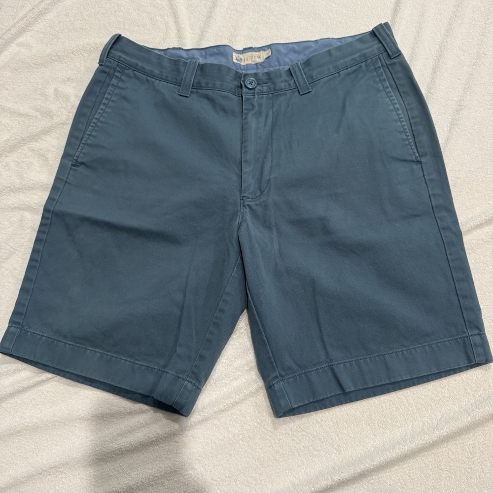 J. Crew Men's Flat Front Stretch Chino Shorts - Slate Blue Waist 33 EUC